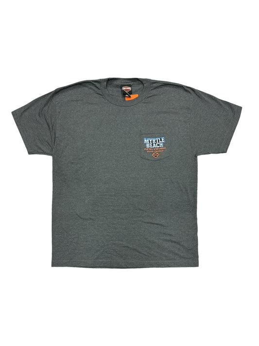 Stays at the Beach Pocket Tee Charcoal Heather